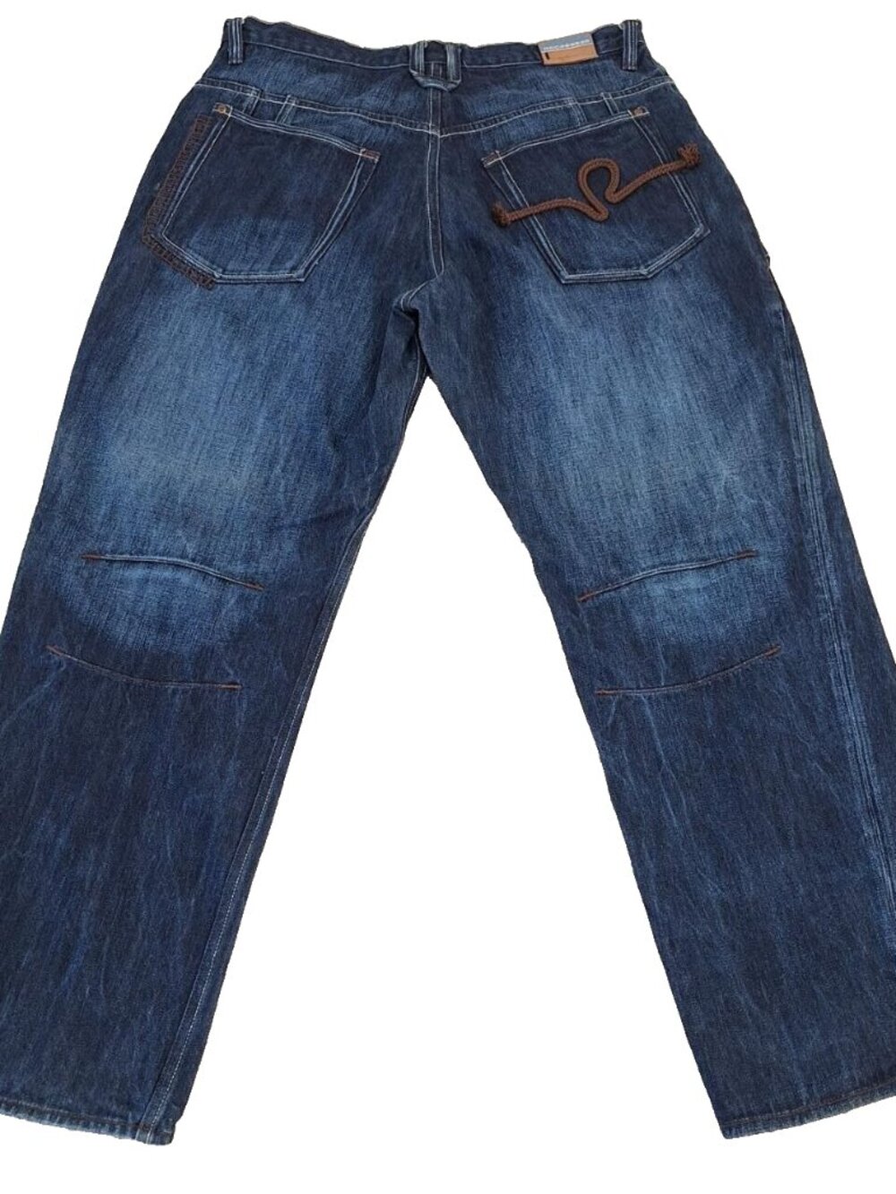 Y2K Rocawear Jeans Mens 40x34 Embroidered Baggy Straight Leg Dark Wash Hip Hop